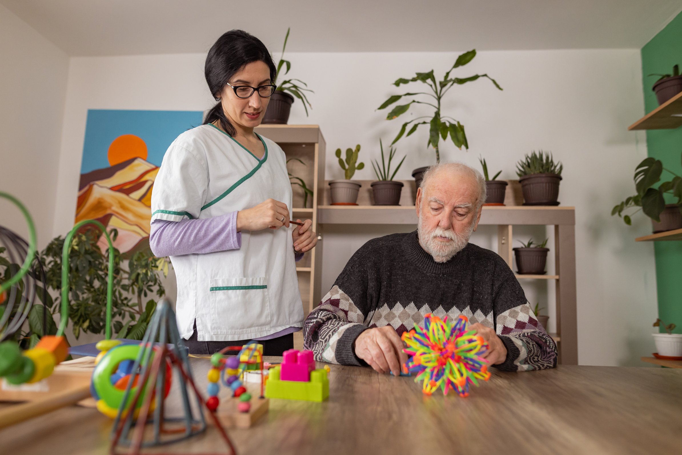 Maintaining cognitive and motor skills through toy therapy